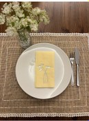 Resim Gümüş Yaldızlı Sarı Havuç Çiçeği Peçete 16 Adet 