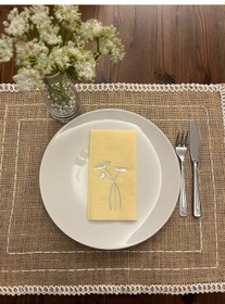 Resim Gümüş Yaldızlı Sarı Havuç Çiçeği Peçete 16 Adet 