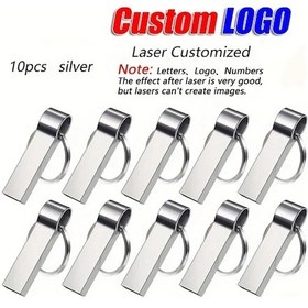 Resim Challenger 10 Adet Özelleştirilebilir Metal Usb 2.0 Bellek - 16 Gb Yüksek Hızlı Anahtarlık Flaş Sürücü 