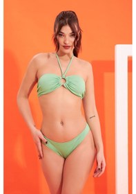 Resim Loya Kadın Yeşil Fitilli Straplez Tek Üst Bikini Yeşil 