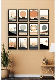 Resim Artavessa 12 Parça Siyah Çerçeve Görünümlü Mdf Tablo Seti - 12ARTAVESSA30 