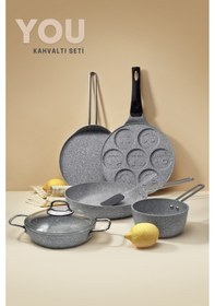 Resim You 7 Parça Granit Kahvaltı Seti Gri 