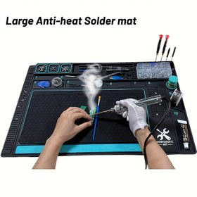 Resim 2'li Set Manyetik Silicone Ekstra Büyük Lehimleme Matı Kaynak Mati Elektron Cep Telefonu Tamir Bezi 