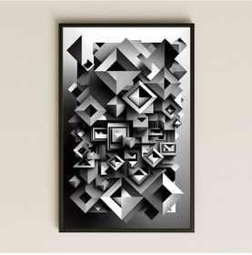 Resim Monokrom Geometrik Derinlik Şeffaf Pleksi Tablo 
