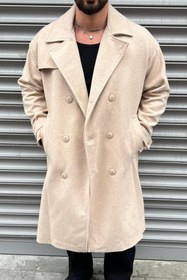Resim OUTFİT MAN Oversize Kol Detay Kaşe Kaban Bej 