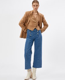 Resim Geniş Kısa Paça Kot Pantolon Yüksek Bel - Sandra Jeans 