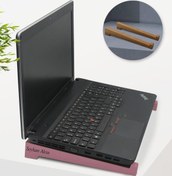 Resim Kişiye Özel Taşınabilir Ahşap Pembe Notebook Laptop Standı BK