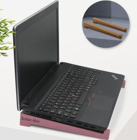 Resim Kişiye Özel Taşınabilir Ahşap Pembe Notebook Laptop Standı 