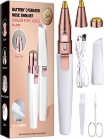 Resim Özasya AVM Şarjlı 2 Başlıklı Yüz Kaş Bıyık Tüy Alma Aleti – Usb Epilatör, Işıklı Pratik Epilasyon Cihazı 