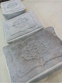 Resim Çeyizlik Kadife Gold Işlemeli 3 Lü Gri Bohça Nişan Gelin Damat Görseldeki Renk 