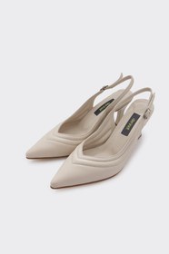Resim Hakiki Deri Topuklu Kadın Klasik Ayakkabı - BEJ / 42 