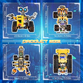 Resim 4'ü 1 Arada Teknolojik Robot Yapı Kiti, Uygulama ve Uzaktan Kumandalı, 6-12 Yaş İçin STEM Oyuncağı 