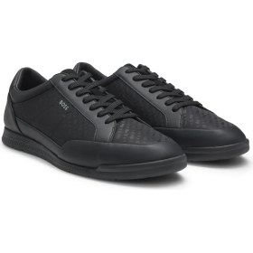 Resim Boss Erkek Düz Taban Deri Rahat Yuvarlak Burun Bağlamalı Siyah Sneaker 50552890-005 