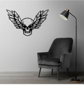 Resim Kanatlı Kuru Kafa Metal Duvar Dekoru 