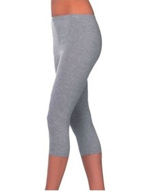 Resim Kadın Düz Desensiz Yüksek Bel Dizaltı Kapri Tayt Gri 