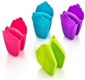 Resim Roseroi 2 Adet Cupcake Şekilli Lüx Renkli Fırın Eldiveni - Asorti Renk 