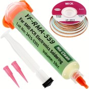 Resim METFJSNY Elektronik Tamir için Lehim Çıkarma Fitili ve Hamur Pastası, Temizleme Gerektirmeyen (10CC) Lehim Kaldırma Seti 