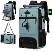 Resim Ayakkabı Bölmesi Olan Seyahat Sırt Çantası - Dayanıklı Polyester, USB Güçlü, Elde Yıkanabilir - Yürüyüş ve Dış Mekan Sporları İçin İdeal, 39.62cm Laptop'a Uygun - Çimen Yeşili 