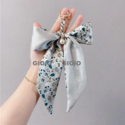 Resim Silver1 Gıoıo Yeni Ipek Eşarp Anahtarlık Kişiselleştirilmiş Inci Papyon Çanta Çekicilik Dokuma Anahtarlık (Yurt Dışından) 