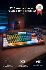Resim Torima Çoklu Bağlantılı RGB Işıklı Q Klavye TK15 Siyah 