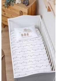 Resim Organik Bebek Boy Lastikli Çarşaf Seti 60x120 - Mışıl Mışıl Kuzucuk 