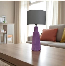 Resim Selvon Kadife Kaplı Mor Abajur Mor 