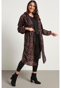 Resim Myline Kadın Dantel Şerit Detay Uzun Kimono 