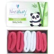 Resim Novibaby 3'lü Bambu Yenidoğan Bebek Çorabı I White Candy I 0-6 ay 