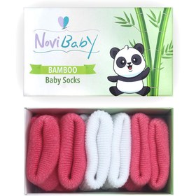 Resim Novibaby 3'lü Bambu Yenidoğan Bebek Çorabı I White Candy I 0-6 ay 