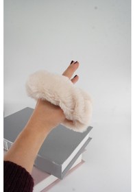 Resim Bayan Peluş Lastik Toka-5103 Krem 