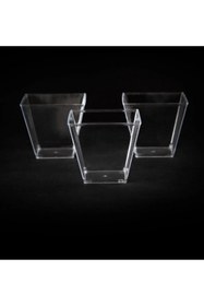 Resim Owersea 120cc 50Adet Kübik Prizma Mika Plastik Kase Şeffaf Kapaksız Sunum Kabı Tatlı & Meze Ve Salata Kasesi 