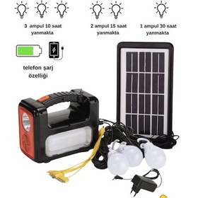 Resim Güneş Enerjili Solar Panelli Radyolu+bluetooth+mp3 Ve Telefon Şarj Özellikli Solar Kamp Lambası Kırmızı 