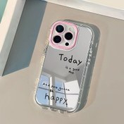 Resim 1 Ayna Telefon Kılıfı "Bugün Güzel Bir Gün" Mutlu İngilizce Makyaj Aynası PC Sert Kabuk 1.5mm Çift Katman Tam Koruma Hava Yastıklı Düşmeye Karşı Hassas Kesim Lens Koruma Rahat Bağımsız Elektro Kaplama Düğmeler iPhone 16 Pro Max/15 Plus/14/13/12/11/16E Uyumlu 