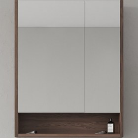 Resim Bonitobagno Alberi Navaro Aynalı 60 cm Banyo Dolabı Üst Modül Koyu Ceviz 