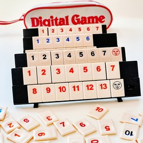 Resim Strateji Dijital Mahjong Oyunu Seyahat Çantası ile - 14+ Yaş Grubu, 104 Numaralı Taş ile 2 Joker ve 4 Kartlık Raf - Zeka Parti Masasüstü Oyun 