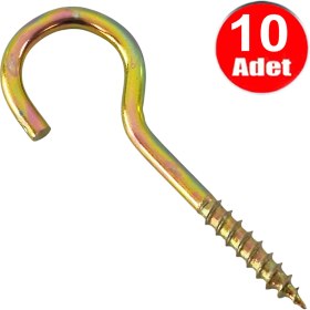 Resim Alet Çantam Piton 22 x 130 Çengel 8 cm Vidalı Askı Eğri Se Demir Duy Kanca - 10 Adet 