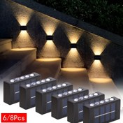 Resim 6/8 Adet, 10 LED'li Bahçe Çit Aydınlatma Lambası, Küçük Duvar Lambası, Üst ve Alt Işıklı Konveks Ayna Aydınlatma Lambası, Bahçe, Avlu, Veranda için Uygun 