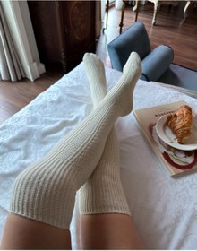 Resim LAGRANZE Cozy Line Premium Kadın Diz Üstü Jakarlı Çorap 