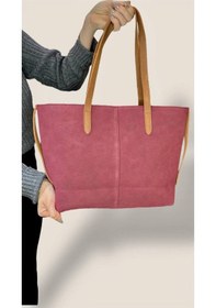 Resim Lovelystore Kadın Süet Geniş Hacimli Fermuarlı Günlük Tote Model Büyük Boy 40x28 Bordo 