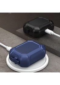 Resim Apple Uyumlu AirPods Pro 3. Nesil İle Kılıf Kilitli Armor Tank Karbon Detaylı Difu Case Siyah 