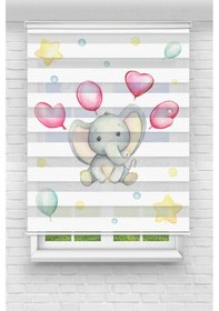 Resim Perdecizade Enxboy Kalpli Fil Dijital Baskılı Zebra Perde-cocuk Odası-stor Perde Renkli 