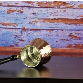 Resim Ahşap Sap Kalın Dövme Topak Bakır Cezve 500 Ml 