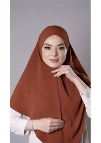 Resim Hürrem Bone Kiremit Pratik Hazır Geçmeli Tesettür Eşarp Aerobin Kumaş Düz Hijab 2309 05 