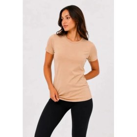 Resim Beruflic Basic Tişört Bisiklet Yaka Kısa Kol Günlük Yazlık Slim Fit T-Shirt - Bej 