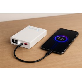 Resim eNerRX Enerx ENR-P10188DC 10000 Mah 2.1 Amper Dijital Göstergeli Powerbank Beyaz 