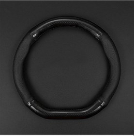 Resim Xindoker D Tipi Karbon Fiber Deri Direksiyon Kılıfı - Kayma Önleyici, Ter Emici, Sıcak Dayanıklı - Araçlar İçin Evrensel Uyumlu Siyah 