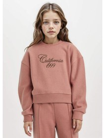 Resim DeFacto Kız Çocuk Bisiklet Yaka Baskılı Selanik Kumaş Sweatshirt D4295A824WNBR165 Bordo 