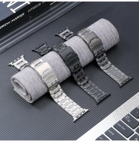 Resim iOS Uyumlu Watch Serisi 6 44mm Güvenlik Tokası Titanyum Steel Watch Kayış 
