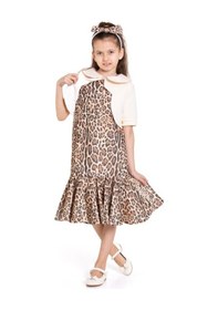 Resim Xo Kids Kız Çocuk Kısa Kol Elbise 3-8 Yaş 2916-1 Kaplan Çok Renkli 