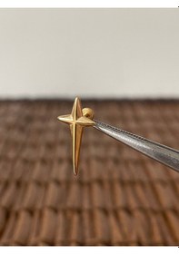 Resim 316 L Cerrahi Çelik Kutup Haç Helix Tragus Kıkırdak Conch Piercing Altın 